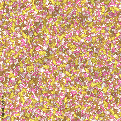 Set of simple floral seamless patterns. Sketch flat drawing. Botanical collage in modern trendy style.