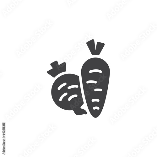 Carrot and radish vegetables vector icon