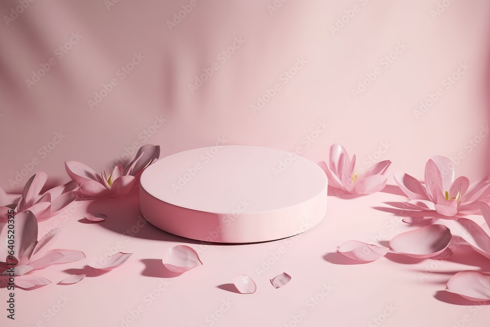 beautiful podium view nature top woman lay beauty flower template mockup gift background petals sun flat day splay pedestal cosmetic render product feminine concept pink beautiful podium view nature top woman lay beauty flower template mockup gift background petals sun flat day splay pedestal cosmetic render product feminine concept pink