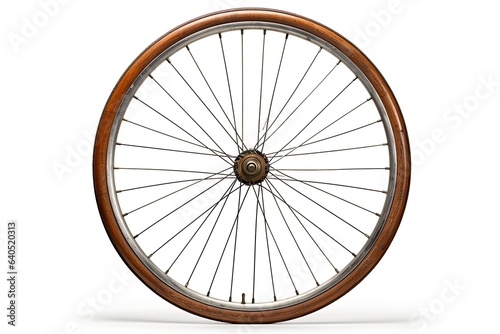 Front wheel of a vintage bicycle  isolated on white background