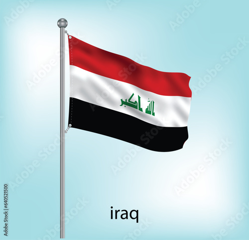 Iraq waving flag on flagpole