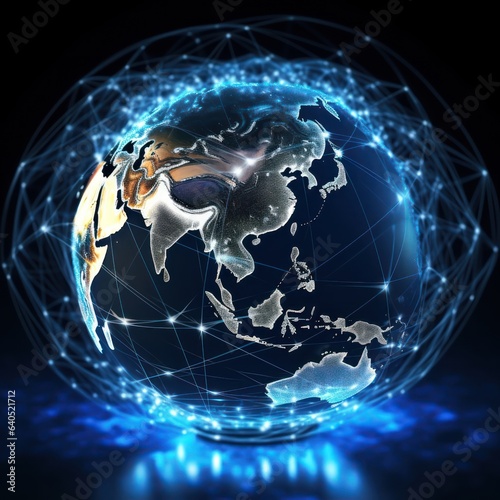 earth globe on blue background network connection 