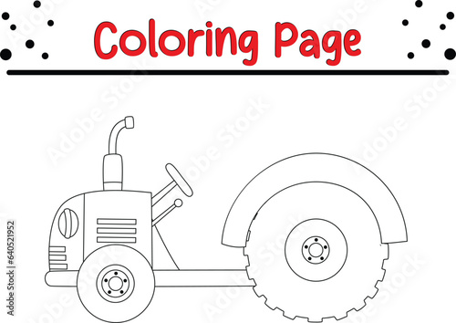 tractor coloring page for children. coloring book, vector illustration.