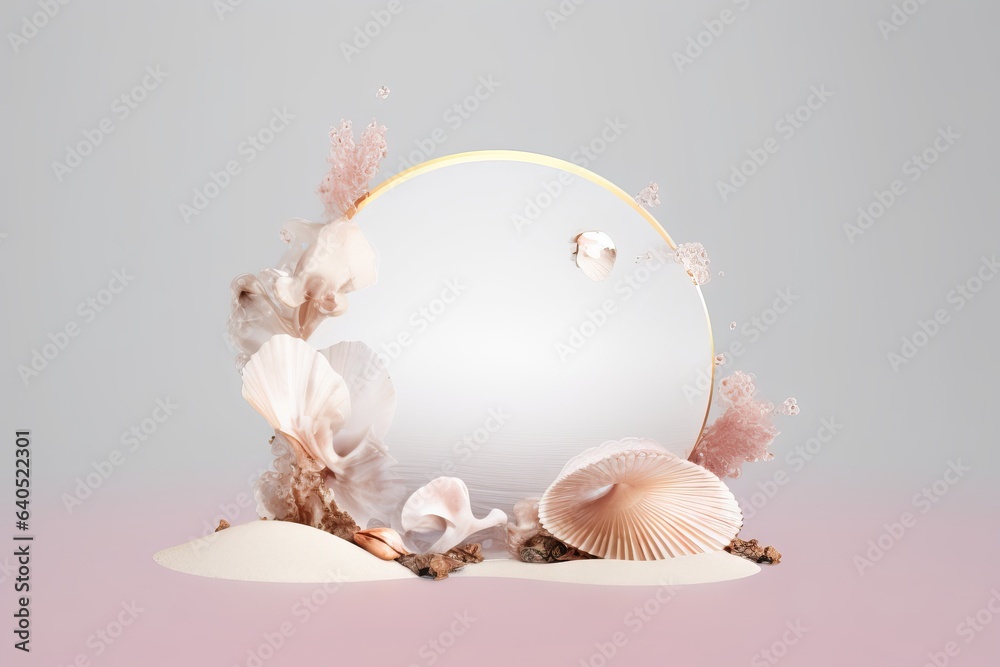 beautiful podium natural travel mockup text frame luxury splay product concept advertisement bright background render white levitating shell beauty sea pink presentation nature cosmetic beautiful podium natural travel mockup text frame luxury splay product concept advertisement bright background render white levitating shell beauty sea pink presentation nature cosmetic