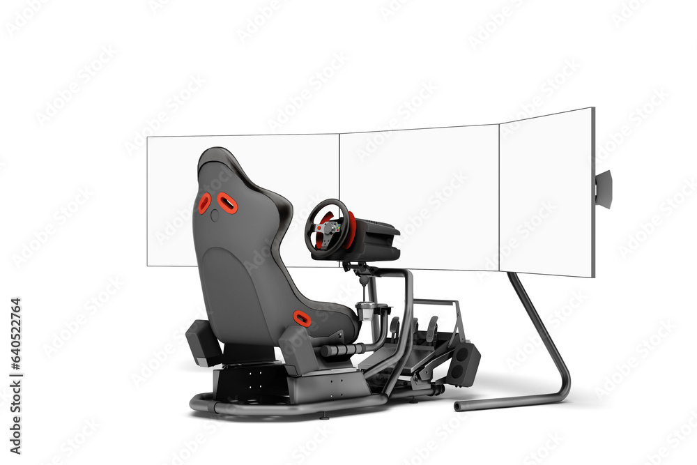 modern car game simulator perspective right view 3d render on white with alpha