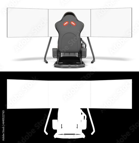 modern car game simulator back view 3d render on white with alpha