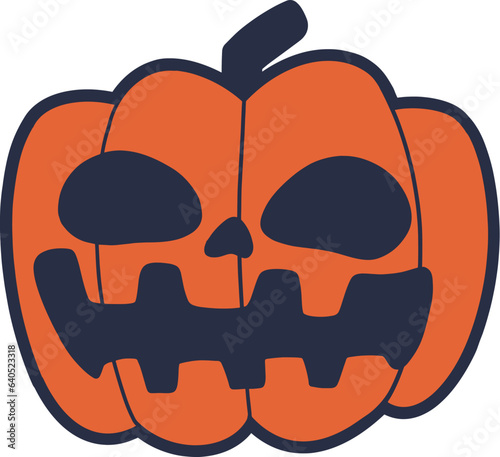 Creepy smile pumpkin jack o lantern, halloween decoration vector
