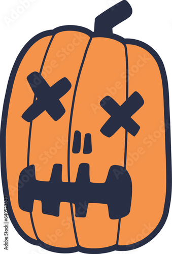 Creepy smile pumpkin jack o lantern, halloween decoration vector