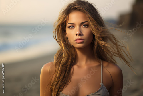 Magnetic Young Woman Model Oceanside . Сoncept Beachside Beauty Magnetic Young Woman Model, Oceanic Oasis Magnetic Young Woman Model, Captivating Coastlines Magnetic Young Woman Model