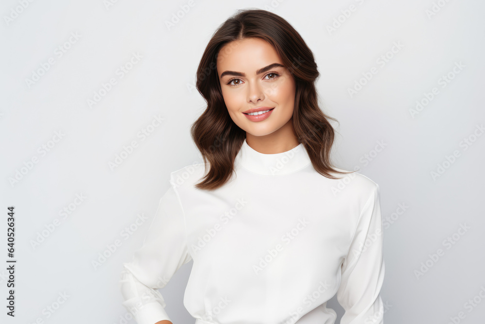 Confident Young Woman Model On White Background Confident Young Woman Model On White Background