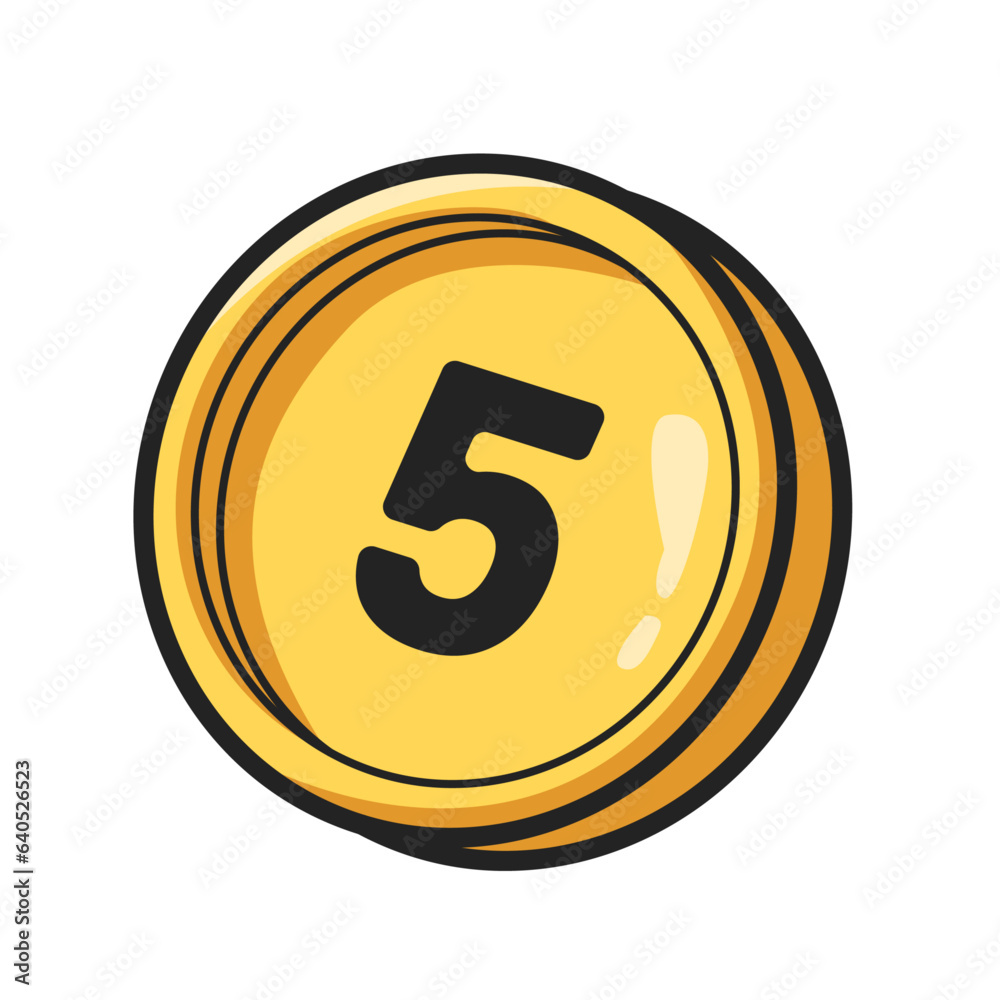 Golden Coin With Five Number
