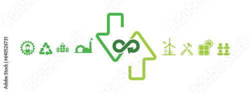 circular economy icons on white background	