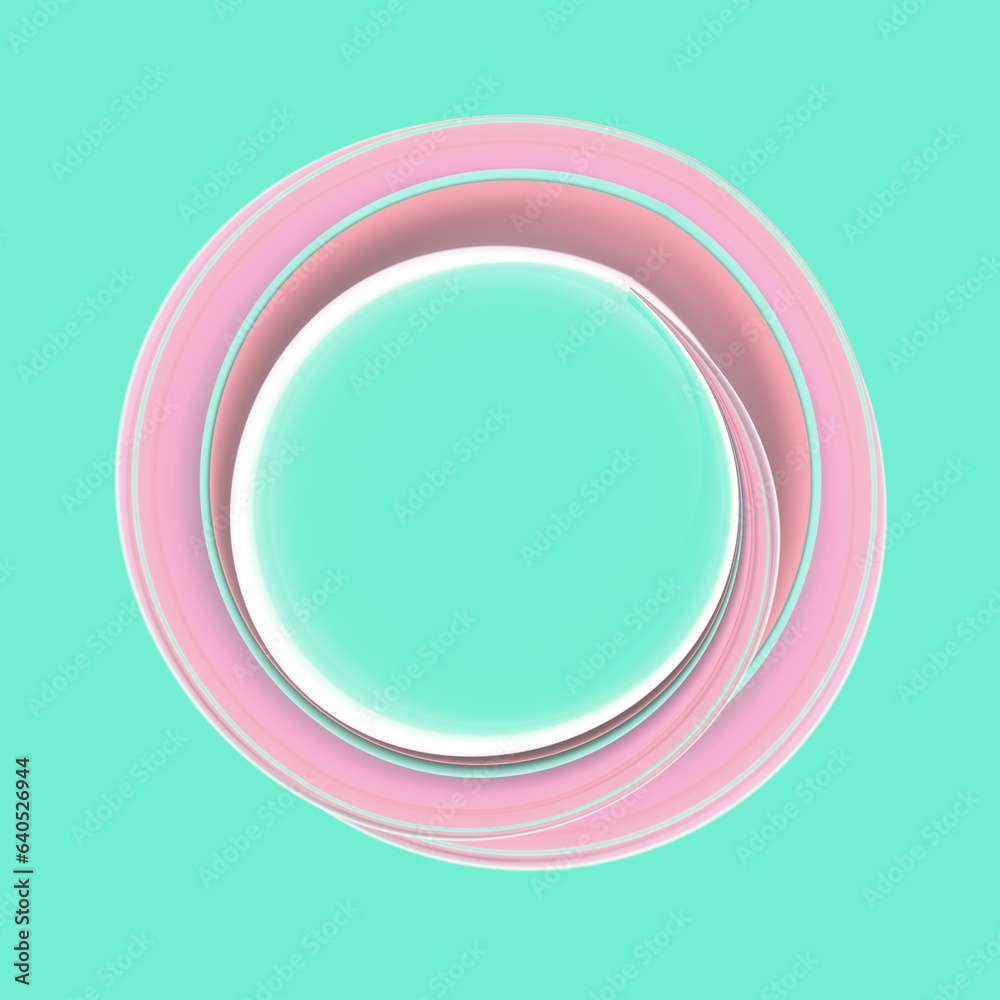 Digital illustration with a circle of smooth colorful waves. 3d rendering abstract background