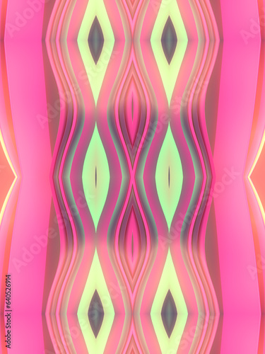 Fototapeta Naklejka Na Ścianę i Meble -  Colorful symmetrical wavy abstract background. 3d rendering digital illustration