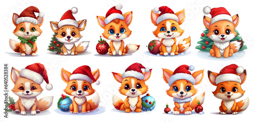 cute Christmas Fox Clip Art Set  cute Christmas Fox Sticker  sublimation design  sublimate Christmas Fox  sublimation sticker  generated ai