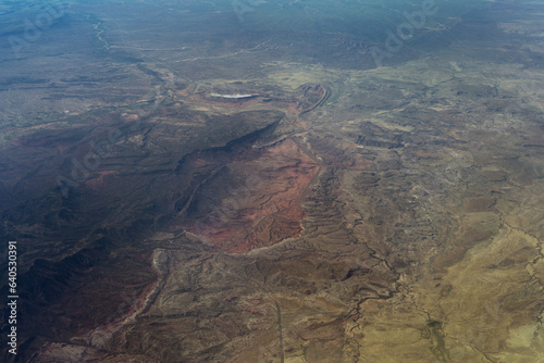 Aerial view of terrestrial landscape from high altitude
