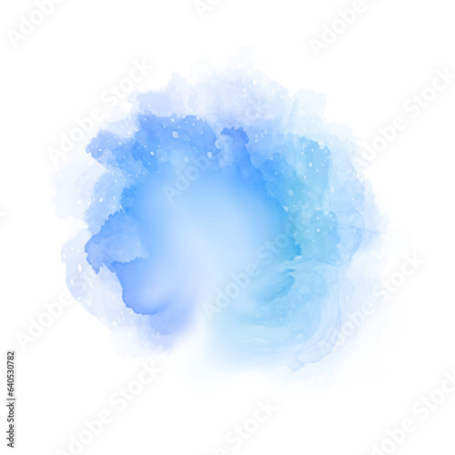 Blue purple watercolor paint round shape with liquid fluid  isolated on transparent background for design elements. © korkeng