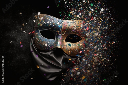 mask with lights with decoration around, black background mexico latin america © rodrigo