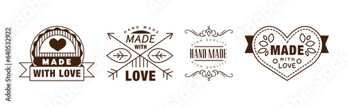 Handmade and Made with Love Emblem and Label Vector Set