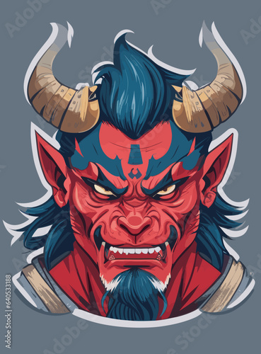 colorful demon mask mascot design in japanese