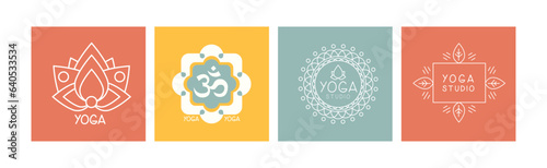 Yoga Studio Logo and Emblem for Fitness Center Vector Set