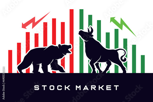 bull and bear stock market concept vector illustration, investman