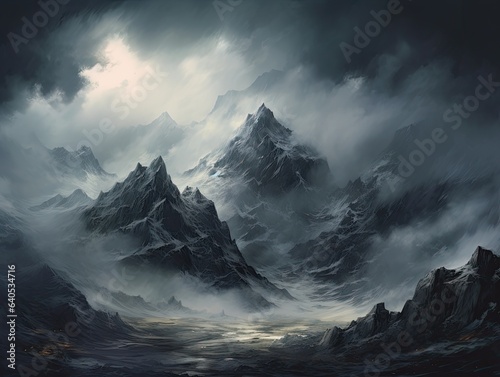 Landscape with snowy mountains