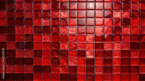 Red square mosaic bathroom tile background.