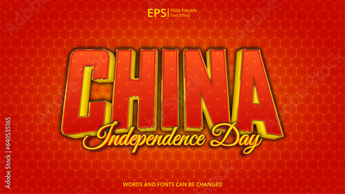 china editable text effect with china flag pattern suitable for holiday, feast day and china independence day moment