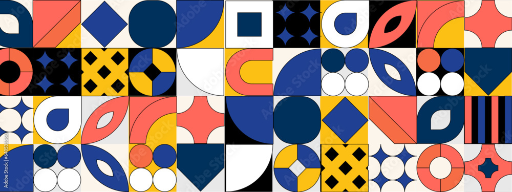 Colorful geometric mosaic seamless pattern illustration with creative abstract shapes. Colorful geometric mosaic seamless pattern illustration with creative abstract shapes.