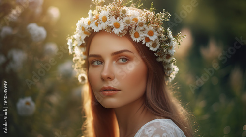 portrait of a woman with floral wreath  photo