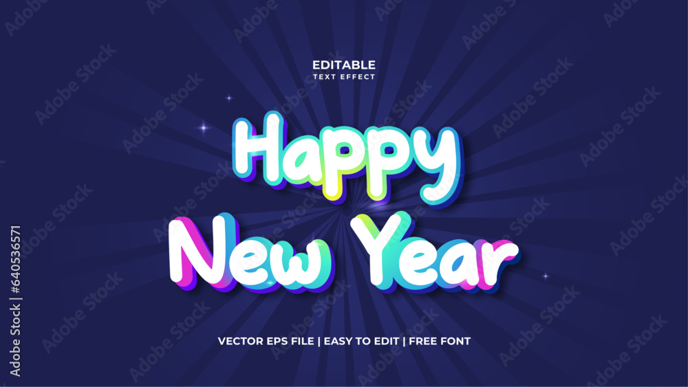 Happy New Year Editable Retro Vintage Text Effect. Lettering graphic style