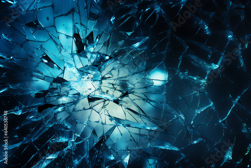 Abstract illustration of broken glass into pieces. Isolated realistic glass shards.
