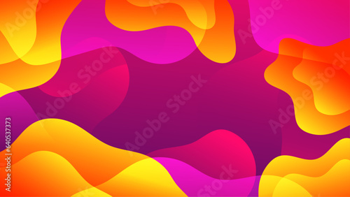 Gradient background with morphing shapes. Morphing pink orange yellow blobs. Vector 3d illustration. Abstract 3d background. Liquid colors. Decoration for banner or sign design