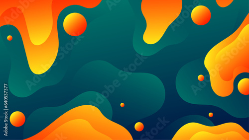 green orange gradient background design. Abstract geometric background with liquid shapes. Cool background design for posters.