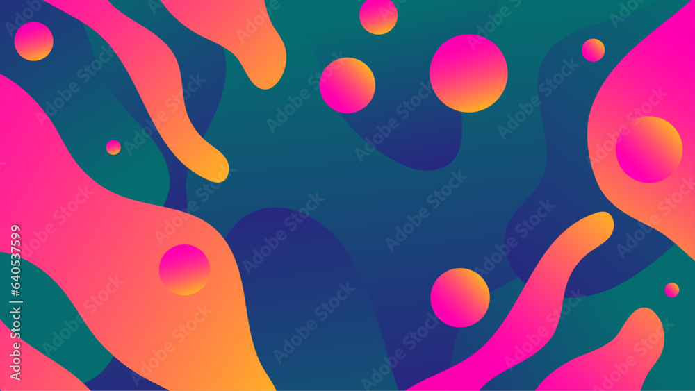 Abstract colorful ,liquid wavy shapes futuristic banner. Glowing retro waves vector background