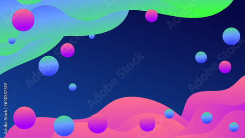 Abstract blue pink ,liquid wavy shapes futuristic banner. Glowing retro waves vector background © Roisa