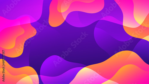 Gradient background with morphing shapes. Morphing purple orange pink blobs. Vector 3d illustration. Abstract 3d background. Liquid colors. Decoration for banner or sign design