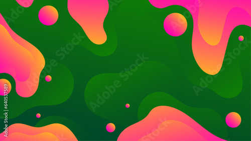 Fluid gradient background vector. Cute and minimal style posters with green pink yellow , vibrant organic shapes and liquid color. Modern wallpaper design for social media, idol poster, banner, flyer.