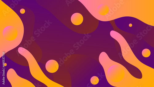 Gradient background with morphing shapes. Morphing purple yellow pinkblobs. Vector 3d illustration. Abstract 3d background. Liquid colors. Decoration for banner or sign design