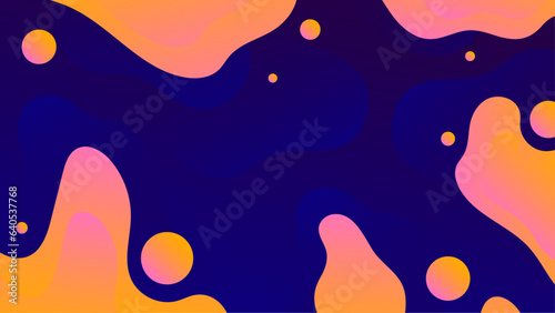 Gradient background with morphing shapes. Morphing blue yellow pink blobs. Vector 3d illustration. Abstract 3d background. Liquid colors. Decoration for banner or sign design