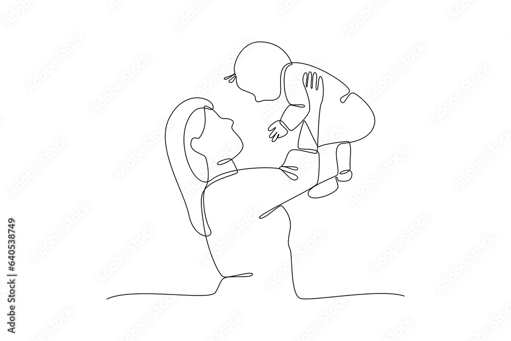 Continuous one line drawing Parents with babies. Family maternity concept. Doodle vector illustration. Continuous one line drawing Parents with babies. Family maternity concept. Doodle vector illustration.