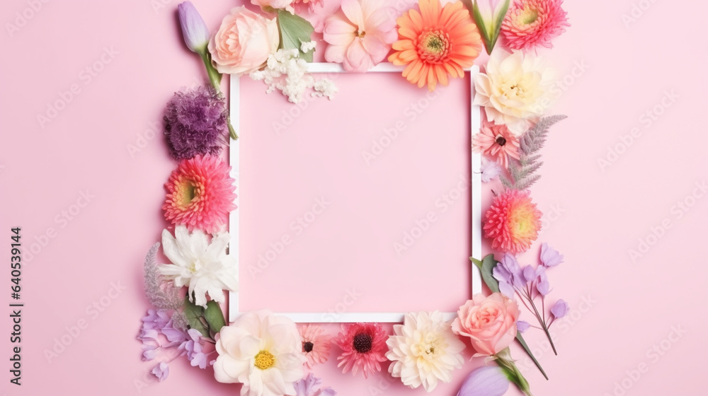 Flowers frame.Beautiful flower arrangement. 