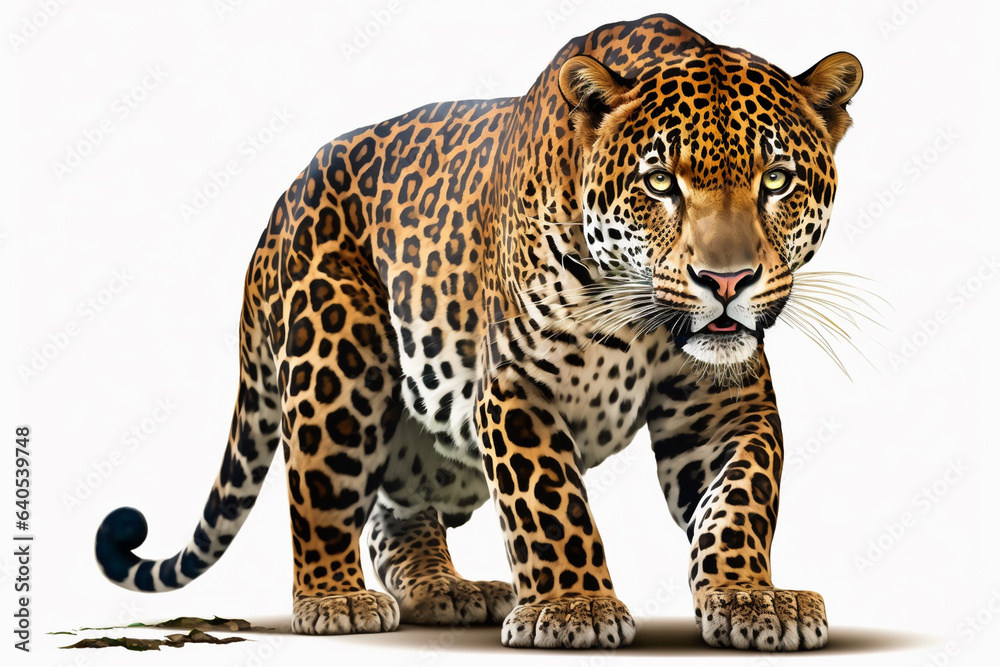 Image of jaguar on white background.