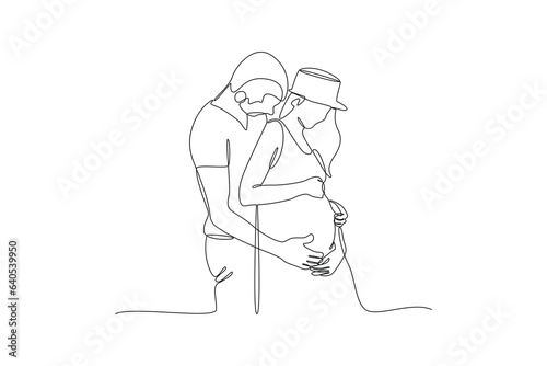 Continuous one line drawing Parents with babies. Family maternity concept. Doodle vector illustration.