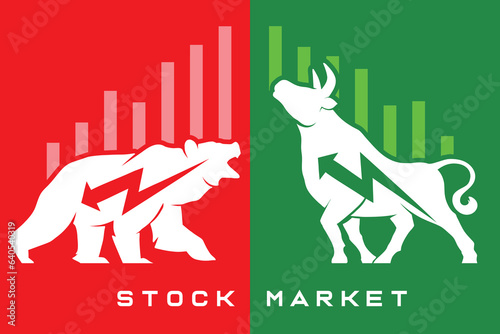 vector illustration Bull and bear stock market investment symbol of stock market exchange, investman © Ibnu