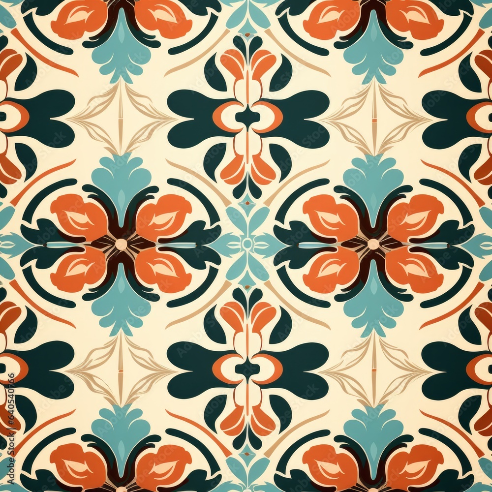 Seamless pattern with decorative flowers. Vector illustration in retro style. Seamless pattern with decorative flowers. Vector illustration in retro style.