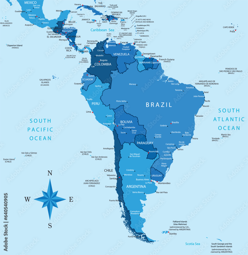 Obraz premium south america, map