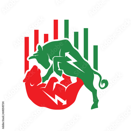 vector illustration Stock market investment symbol bull and bear are fighting from the stock market exchange