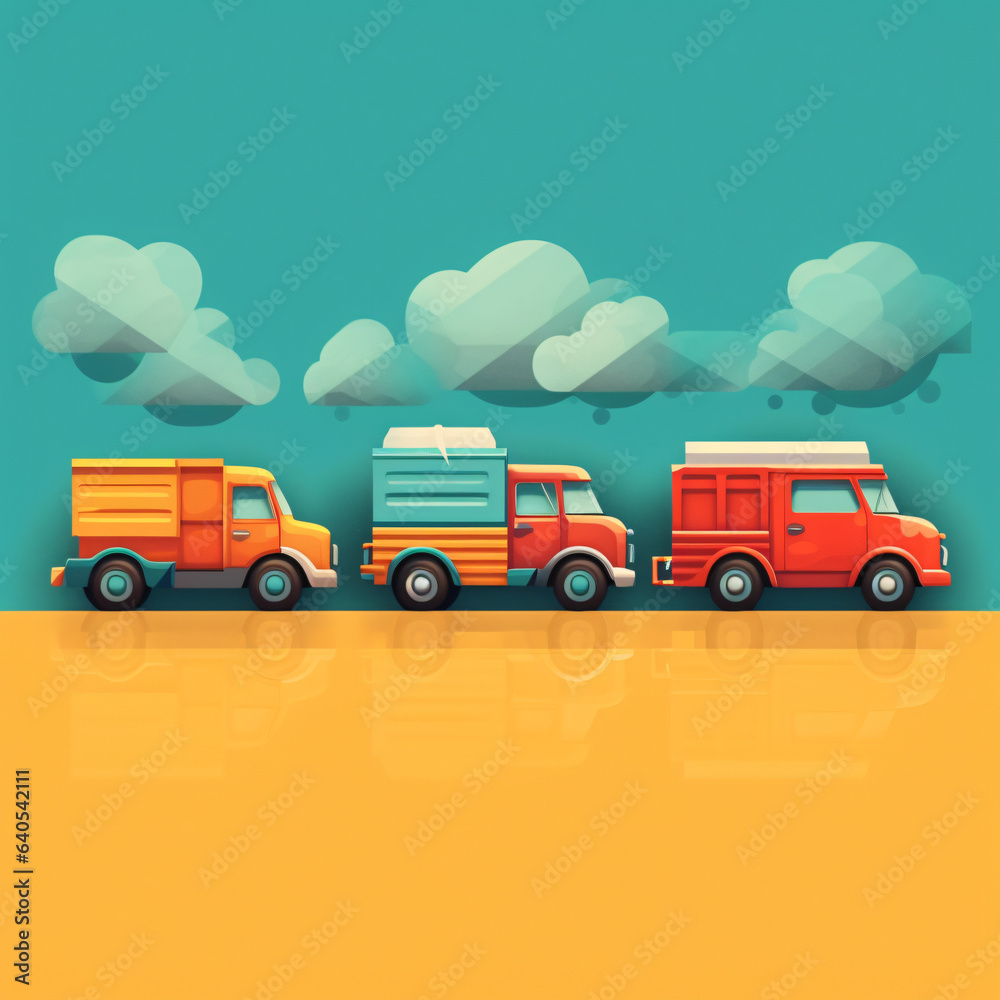 Naklejka premium car icons and pictures cartoon painted style in 3d